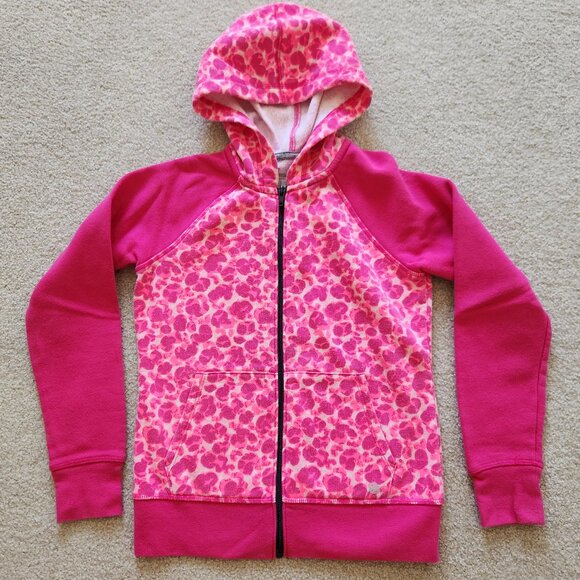 Girls Xersion Hooded Active Sweatshirt – Pink Leopard Print – Size L (10/12) - Picture 1 of 3